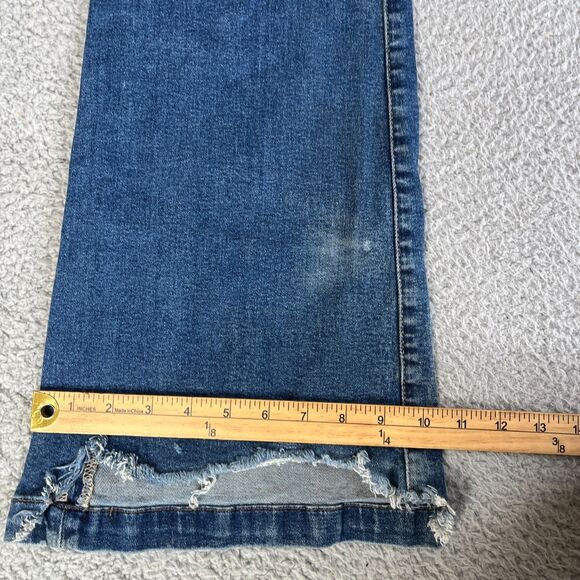 Wide Leg Flare Jeans Womens 31 Blue Distressed Stretch  Mid Rise 30x32 Sailey - Picture 13 of 13